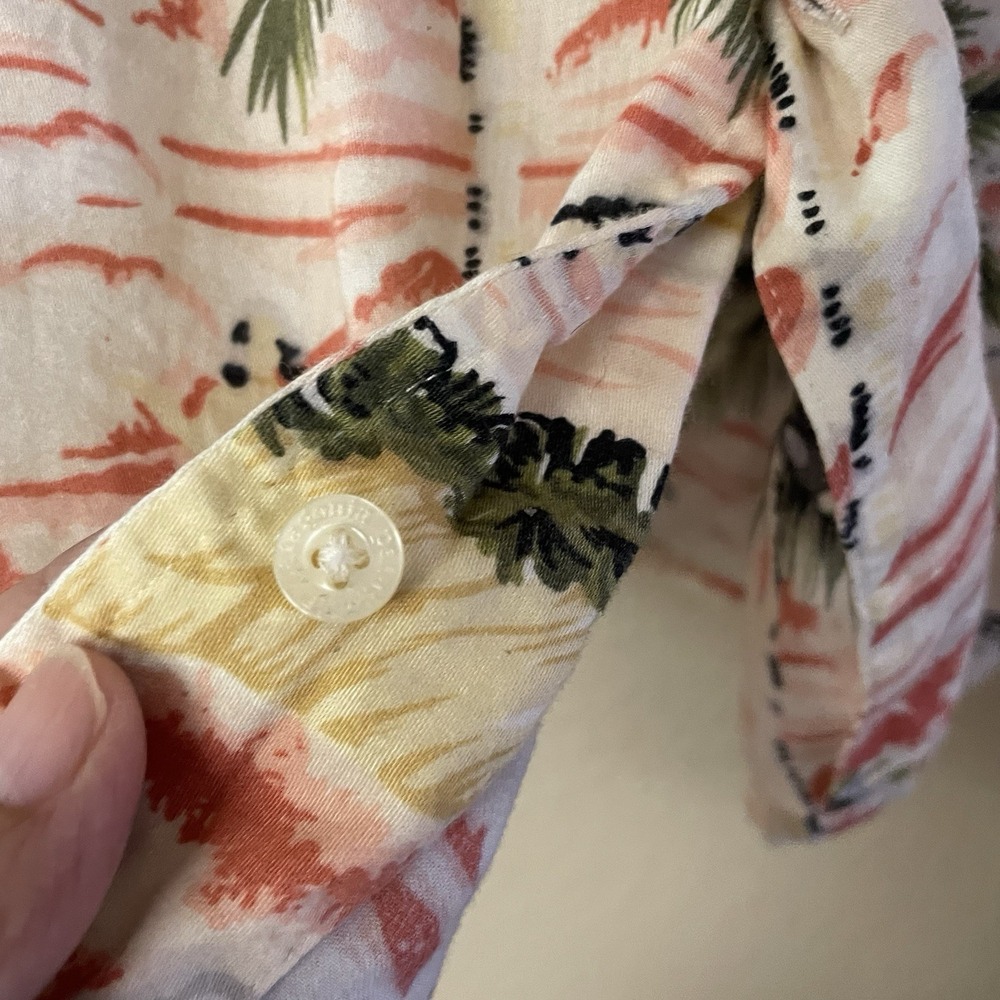 Patagonia Hawaiian Aloha Print Shirt Paddling Diamond Head Palm‎ Sz L/XL? B5 - Picture 7 of 10
